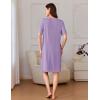 image:imageEkouaer Women Zipper Robe Short Sleeves House Coat Zipper Front Bathrobe Sleepwear with Pockets Housecoat NightgownLilac