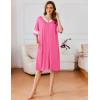 image:imageEkouaer Women Zipper Robe Short Striped Sleeves Lightweight Robes Color Block Bathrobe Soft Sleepwear with Pockets S3XLB Hot Pink