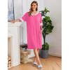 image:imageEkouaer Women Zipper Robe Short Striped Sleeves Lightweight Robes Color Block Bathrobe Soft Sleepwear with Pockets S3XLB Hot Pink