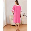 image:imageEkouaer Women Zipper Robe Short Striped Sleeves Lightweight Robes Color Block Bathrobe Soft Sleepwear with Pockets S3XLB Hot Pink
