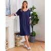 image:imageEkouaer Women Zipper Robe Short Striped Sleeves Lightweight Robes Color Block Bathrobe Soft Sleepwear with Pockets S3XLB Navy Blue