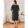 image:imageEkouaer Women Zipper Robe Short Striped Sleeves Lightweight Robes Color Block Bathrobe Soft Sleepwear with Pockets S3XLBlack
