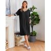 image:imageEkouaer Women Zipper Robe Short Striped Sleeves Lightweight Robes Color Block Bathrobe Soft Sleepwear with Pockets S3XLBlack