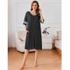 image:imageEkouaer Women Zipper Robe Short Striped Sleeves Lightweight Robes Color Block Bathrobe Soft Sleepwear with Pockets S3XLBlack