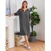 image:imageEkouaer Women Zipper Robe Short Striped Sleeves Lightweight Robes Color Block Bathrobe Soft Sleepwear with Pockets S3XLDark Grey