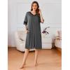 image:imageEkouaer Women Zipper Robe Short Striped Sleeves Lightweight Robes Color Block Bathrobe Soft Sleepwear with Pockets S3XLDark Grey