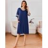 image:imageEkouaer Women Zipper Robe Short Striped Sleeves Lightweight Robes Color Block Bathrobe Soft Sleepwear with Pockets S3XLDeep Blue