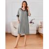image:imageEkouaer Women Zipper Robe Short Striped Sleeves Lightweight Robes Color Block Bathrobe Soft Sleepwear with Pockets S3XLGrey