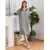 image:imageEkouaer Women Zipper Robe Short Striped Sleeves Lightweight Robes Color Block Bathrobe Soft Sleepwear with Pockets S3XLGrey