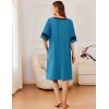 image:imageEkouaer Women Zipper Robe Short Striped Sleeves Lightweight Robes Color Block Bathrobe Soft Sleepwear with Pockets S3XLLake Blue