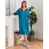 image:imageEkouaer Women Zipper Robe Short Striped Sleeves Lightweight Robes Color Block Bathrobe Soft Sleepwear with Pockets S3XLLake Blue