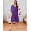 image:imageEkouaer Women Zipper Robe Short Striped Sleeves Lightweight Robes Color Block Bathrobe Soft Sleepwear with Pockets S3XLPurple