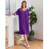 image:imageEkouaer Women Zipper Robe Short Striped Sleeves Lightweight Robes Color Block Bathrobe Soft Sleepwear with Pockets S3XLPurple