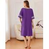 image:imageEkouaer Women Zipper Robe Short Striped Sleeves Lightweight Robes Color Block Bathrobe Soft Sleepwear with Pockets S3XLPurple