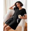 image:imageEkouaer Women Zipper Robe Waffle Short Sleeve Bathrobes Lightweight Knee Length Housecoat with Pockets S3XLBlack
