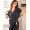 image:imageEkouaer Women Zipper Robe Waffle Short Sleeve Bathrobes Lightweight Knee Length Housecoat with Pockets S3XLBlack
