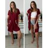 image:imageEkouaer Women Zipper Robe Waffle Short Sleeve Bathrobes Lightweight Knee Length Housecoat with Pockets S3XLDark Red