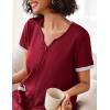 image:imageEkouaer Women Zipper Robe Waffle Short Sleeve Bathrobes Lightweight Knee Length Housecoat with Pockets S3XLDark Red