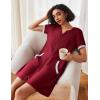 image:imageEkouaer Women Zipper Robe Waffle Short Sleeve Bathrobes Lightweight Knee Length Housecoat with Pockets S3XLDark Red