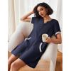 image:imageEkouaer Women Zipper Robe Waffle Short Sleeve Bathrobes Lightweight Knee Length Housecoat with Pockets S3XLDeep Navy Waffle