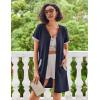 image:imageEkouaer Women Zipper Robe Waffle Short Sleeve Bathrobes Lightweight Knee Length Housecoat with Pockets S3XLDeep Navy Waffle