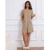 image:imageEkouaer Women Zipper Robe Waffle Short Sleeve Bathrobes Lightweight Knee Length Housecoat with Pockets S3XLKhaki