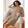 image:imageEkouaer Women Zipper Robe Waffle Short Sleeve Bathrobes Lightweight Knee Length Housecoat with Pockets S3XLKhaki