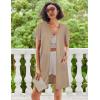 image:imageEkouaer Women Zipper Robe Waffle Short Sleeve Bathrobes Lightweight Knee Length Housecoat with Pockets S3XLKhaki
