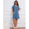 image:imageEkouaer Women Zipper Robe Waffle Short Sleeve Bathrobes Lightweight Knee Length Housecoat with Pockets S3XLNavy