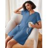 image:imageEkouaer Women Zipper Robe Waffle Short Sleeve Bathrobes Lightweight Knee Length Housecoat with Pockets S3XLNavy