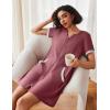 image:imageEkouaer Women Zipper Robe Waffle Short Sleeve Bathrobes Lightweight Knee Length Housecoat with Pockets S3XLRosy Gray Purple