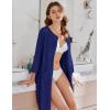 image:imageEkouaer Women Zipper Robes 34 Sleeve Ribbed Knit Bathrobe Lightweight Knee Length Loungewear Housecoat with Pockets S3XLDark Blue