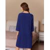 image:imageEkouaer Women Zipper Robes 34 Sleeve Ribbed Knit Bathrobe Lightweight Knee Length Loungewear Housecoat with Pockets S3XLDark Blue