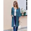 image:imageEkouaer Women Zipper Robes 34 Sleeve Ribbed Knit Bathrobe Lightweight Knee Length Loungewear Housecoat with Pockets S3XLDuck Blue