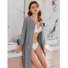 image:imageEkouaer Women Zipper Robes 34 Sleeve Ribbed Knit Bathrobe Lightweight Knee Length Loungewear Housecoat with Pockets S3XLGrey