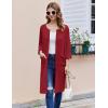 image:imageEkouaer Women Zipper Robes 34 Sleeve Ribbed Knit Bathrobe Lightweight Knee Length Loungewear Housecoat with Pockets S3XLRed