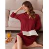 image:imageEkouaer Women Zipper Robes 34 Sleeve Ribbed Knit Bathrobe Lightweight Knee Length Loungewear Housecoat with Pockets S3XLRed