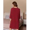 image:imageEkouaer Women Zipper Robes 34 Sleeve Ribbed Knit Bathrobe Lightweight Knee Length Loungewear Housecoat with Pockets S3XLRed