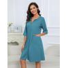 image:imageEkouaer Women Zipper Robes Knee Length Waffle Knit Bathrobe Lightweight House Coat with Pockets 34 Sleeves Loungewear S3XLDark Blue