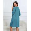 image:imageEkouaer Women Zipper Robes Knee Length Waffle Knit Bathrobe Lightweight House Coat with Pockets 34 Sleeves Loungewear S3XLDark Blue