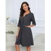 image:imageEkouaer Women Zipper Robes Knee Length Waffle Knit Bathrobe Lightweight House Coat with Pockets 34 Sleeves Loungewear S3XLDark Grey