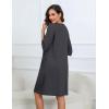 image:imageEkouaer Women Zipper Robes Knee Length Waffle Knit Bathrobe Lightweight House Coat with Pockets 34 Sleeves Loungewear S3XLDark Grey