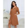 image:imageEkouaer Women Zipper Robes Knee Length Waffle Knit Bathrobe Lightweight House Coat with Pockets 34 Sleeves Loungewear S3XLDeep Khaki