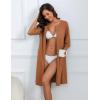 image:imageEkouaer Women Zipper Robes Knee Length Waffle Knit Bathrobe Lightweight House Coat with Pockets 34 Sleeves Loungewear S3XLDeep Khaki