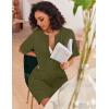 image:imageEkouaer Women Zipper Robes Knit Short Bathrobe Lightweight House Coat with Pockets Soft Nightgown SXXLArmy Green