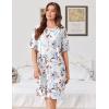 image:imageEkouaer Women Zipper Robes Knit Short Bathrobe Lightweight House Coat with Pockets Soft Nightgown SXXLBig Floral White
