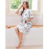 image:imageEkouaer Women Zipper Robes Knit Short Bathrobe Lightweight House Coat with Pockets Soft Nightgown SXXLBig Floral White