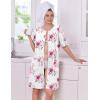 image:imageEkouaer Women Zipper Robes Knit Short Bathrobe Lightweight House Coat with Pockets Soft Nightgown SXXLFloral White
