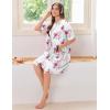 image:imageEkouaer Women Zipper Robes Knit Short Bathrobe Lightweight House Coat with Pockets Soft Nightgown SXXLFloral White