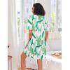 image:imageEkouaer Women Zipper Robes Knit Short Bathrobe Lightweight House Coat with Pockets Soft Nightgown SXXLGreen Leaf